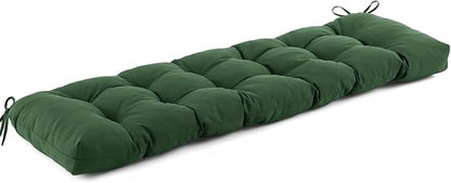 IASEAHK Outdoor Bench Cushion 48x18x5 Inch, Waterproof & Fade-Resistant Patio Furniture Cushions, Tufted Memory Foam Indoor/Outdoor Cushions for Couch Swing with Non-Slip Backing&Straps, Forest Green