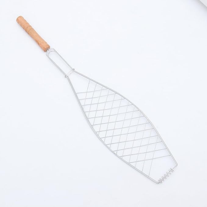 UPKOCH 4 Pcs Grill Basket, Stainless Steel Folding Fish Roasting Rack For Charcoal Grill, Barbecue Clip Net For Meat, Steak, Shrimp, Vegetables, Portable For Camping