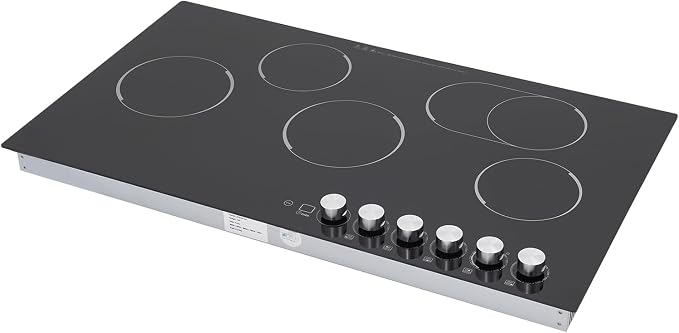 DYNAMI 5-Burner Electric Cooktop,Electric Ceramic Stove Top,Countertop/Built-in Stove w/5 Power Levels & Timer,Overheat Protection,Waterproof and Oil-resistant Microcrystalline Panel,No Plug