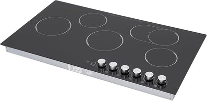 DYNAMI 5-Burner Electric Cooktop,Electric Ceramic Stove Top,Countertop/Built-in Stove w/5 Power Levels & Timer,Overheat Protection,Waterproof and Oil-resistant Microcrystalline Panel,No Plug