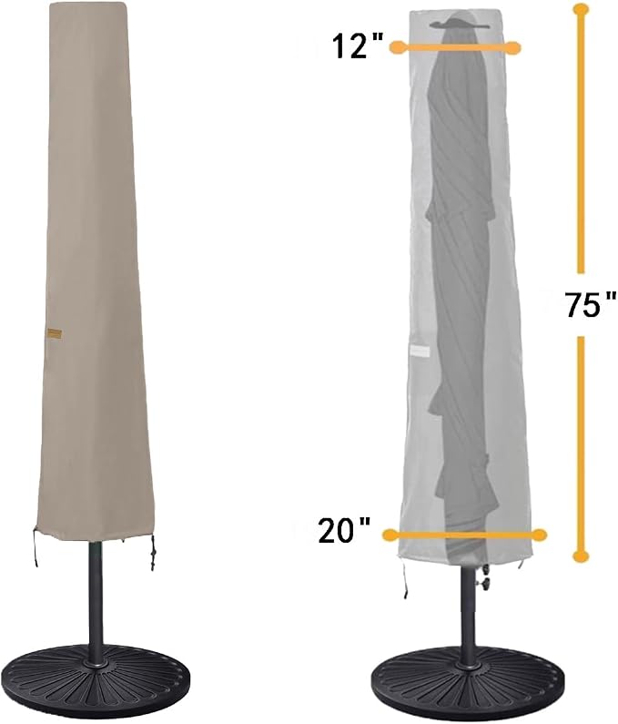 Patio Umbrella Covers for 10ft to 11ft Patio Umbrellas, Waterproof and Durable Market Parasol Ourdoor Umbrella Covers with Zipper and Rod