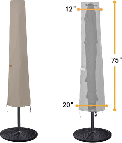 Patio Umbrella Covers for 10ft to 11ft Patio Umbrellas, Waterproof and Durable Market Parasol Ourdoor Umbrella Covers with Zipper and Rod