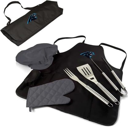 Picnic TIME BBQ Apron Tote Pro Grill Set, (Black with Gray Accents)