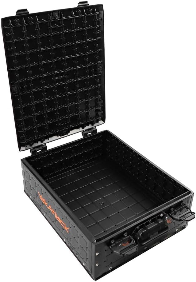 YakAttack ShortStak Solo Storage Box - Size & Color Options | Standalone Low-Profile Crate with Lid, Hinges & Latches | GridLoc Mounting Panels | Slider Feet for Under-Seat Use | Made in USA