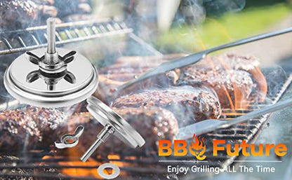 1.85 Inch BBQ Thermometer Gauge for Multiple Grills and BBQ Smokers, Barbecue Grill Temperature Gauge Replacement Parts, Silver