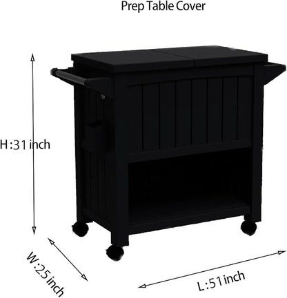 Outdoor Prep Table Cover 51''L x 25''W x 31''H,Heavy Duty Waterproof 600D Furniture Cover for Stainless Steel Food Table,Cart Prep Table,Coffee Table,BBQ Grill Table,Dining Table Office Desk