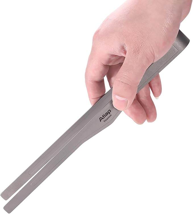 Titanium BBQ Tongs Grill Tongs Tweezer Clip Multi Function for Kitchen Salad Steak Barbecue Buffet (Grey, 6.5)