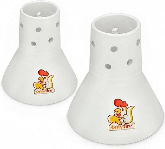 onlyfire 2 Pack (Large+Small) Ceramic Chicken Roaster Rack, Beer Can Chicken Stand Vertical Poultry Chicken Holder for Oven or Grill Barbecue Accessories, Like BGE Kamado Grill, Ovens, Smokers