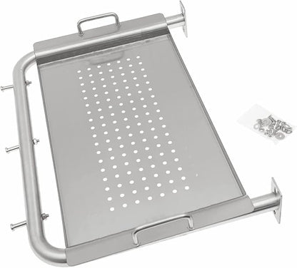 BBQ-PLUS Stainless Steel Grill Side Shelf for Pit Boss 700/820/1000 Series Pellet Grills, Grill Shelf Attachment with Serving Tray, Pellet Grill Accessories for Pit Boss