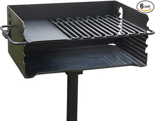 Pilot Rock 6 Pack Charcoal Grill, Jumbo Park Style Steel Outdoor BBQ, CBP-247