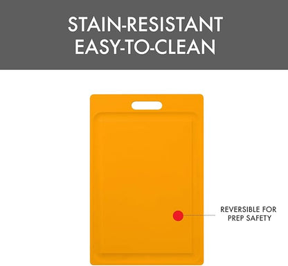 Dexas NSF Certified Polysafe Cutting Board with Handle and Juice Well, 12 x 18 inches, Reversible Kitchen Cutting Board, Yellow
