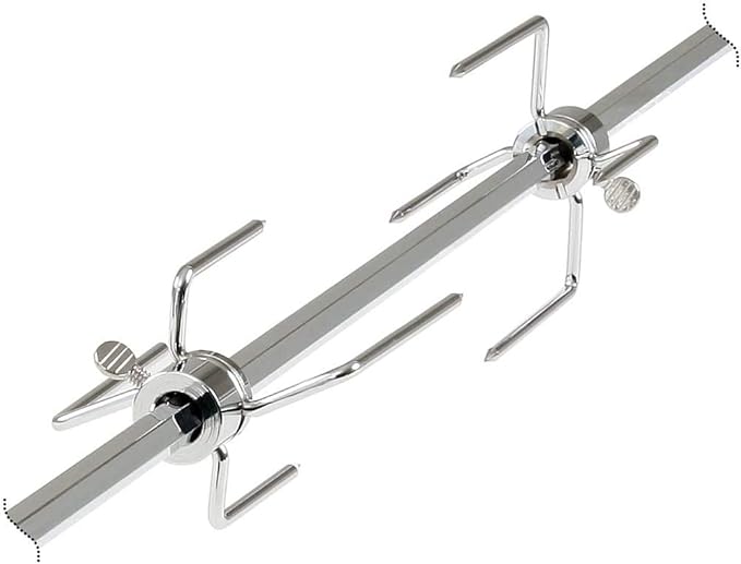Stainless Steel 304 Grill Rotisserie Meat Forks Set(1-Pair)- Fits 5/16" Square and 3/8" Round Hexagon Spit Rods