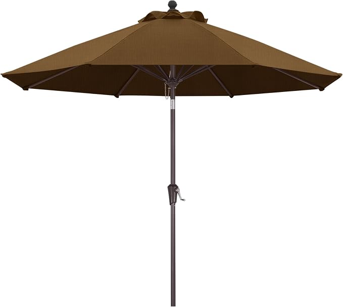 ABCCANOPY OLEFIN® 5-Year No Fading 9FT Outdoor Patio Umbrella(Dark Brown) | Fade & UV Resistant Fabric,8 Fiberglass Ribs，Wind Vent，Crank Lift & Tilt,Outdoor Table Umbrella for Deck,Backyard,Yard
