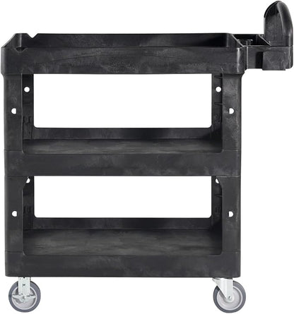 Rubbermaid Commercial Brute 3-Shelf Heavy-Duty Utility/Service Cart, Medium, High Storage, Lipped Shelves, Ergonomic Handle, 600 lb. Capacity, Ideal for Warehouse/Garage/Cleaning/Maintenance/Office
