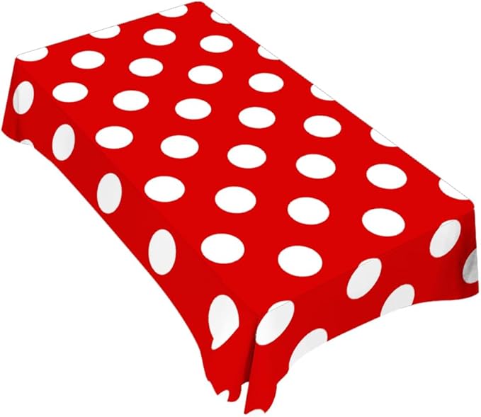 TKS MITLAN Tablecloth Polka Dots Red Table Cloth Rectangle Table 60 x 84 Inch Repeat Round Spots Classic Simple Symmetry Geometric Kitchen Decorations for Home Dinner Party