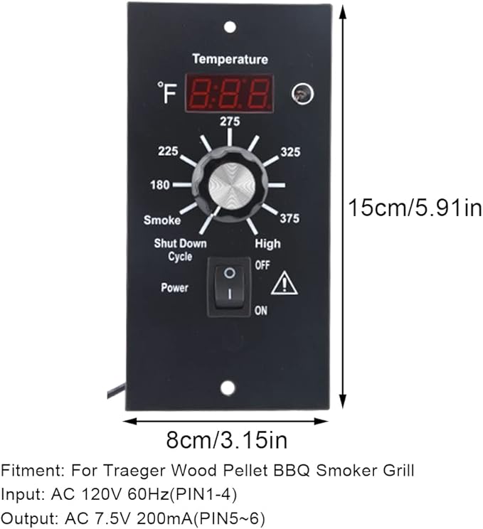 Replacement Digital Thermostat Controller Board,Digital Thermostat Wood Pellet Grill Control Board,120V Digital BBQ Thermostat Kit Control Panel Kit Parts Replacement,for Traeger Pellet Grills