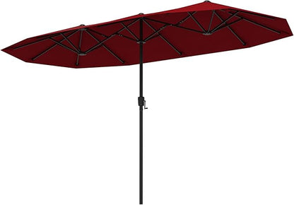 Tangkula 13 FT Large Patio Umbrella, Outdoor Double-Sided Table Market Umbrella w/Crank Handle, 12 Heavy-Duty Ribs, Sun-Protective Rectangular Twin Parasol for Garden Deck Lawn Poolside (Burgundy)