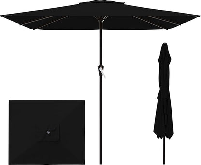 AreShark 8' x 10' Rectangle Patio Umbrellas for Outdoor, Outdoor Table Umbrella, Large Outdoor Patio Umbrellas with 8 Sturdy Ribs for Pool, Garden, Market (Black)