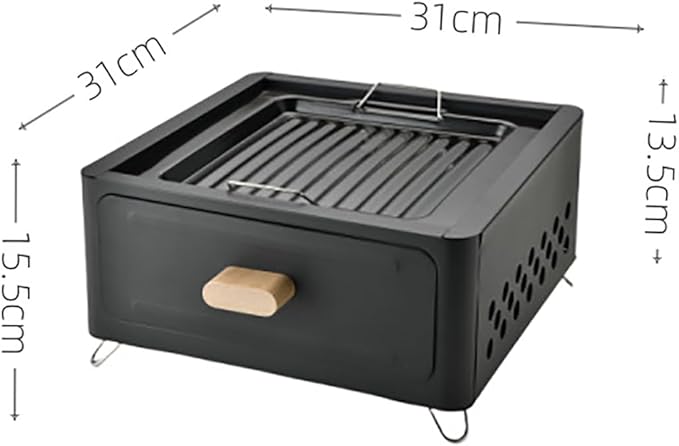 LOGOFUN Portable Charcoal Grill with Enamel Griddle Pan Japanese Style Tabletop BBQ for Outdoor Camping Folding Barbecue Hibachi Backyard Patio Balcony