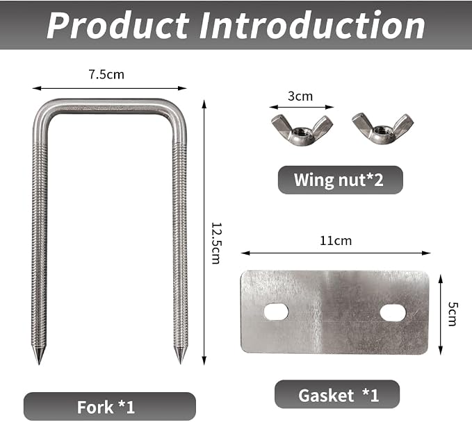 Rotisserie Fork Rectangular U-Bolt 304 Stainless Steel 2pcs for Rotisserie Grill, 5 Inches Long Meat Trussing Accessories, 3 Inch Wide Spit Rod Capacity Rotisserie Parts for Whole BBQ Pig, Hog