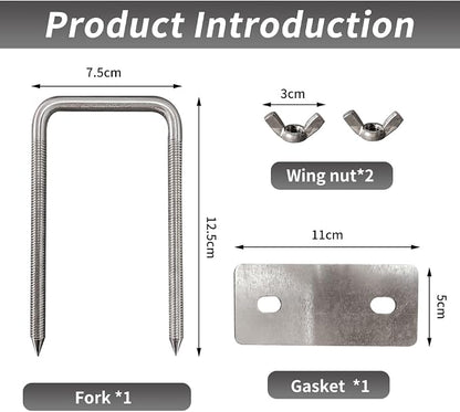 Rotisserie Fork Rectangular U-Bolt 304 Stainless Steel 2pcs for Rotisserie Grill, 5 Inches Long Meat Trussing Accessories, 3 Inch Wide Spit Rod Capacity Rotisserie Parts for Whole BBQ Pig, Hog
