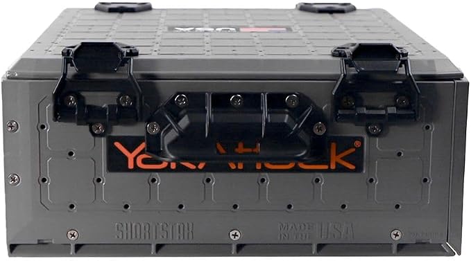 YakAttack ShortStak Solo Storage Box - Size & Color Options | Standalone Low-Profile Crate with Lid, Hinges & Latches | GridLoc Mounting Panels | Slider Feet for Under-Seat Use | Made in USA