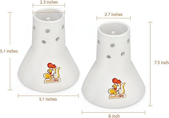 onlyfire 2 Pack (Large+Small) Ceramic Chicken Roaster Rack, Beer Can Chicken Stand Vertical Poultry Chicken Holder for Oven or Grill Barbecue Accessories, Like BGE Kamado Grill, Ovens, Smokers
