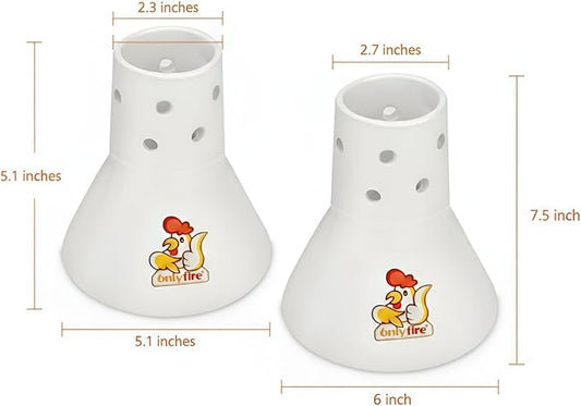 onlyfire 2 Pack (Large+Small) Ceramic Chicken Roaster Rack, Beer Can Chicken Stand Vertical Poultry Chicken Holder for Oven or Grill Barbecue Accessories, Like BGE Kamado Grill, Ovens, Smokers