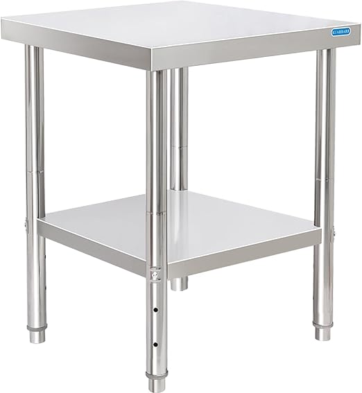 KUARBARR Stainless Steel Table for Prep & Work with Undershelf 24 x 24 Inches NSF Metal Commercial Kitchen Prep Table with Adjustable Under Shelf Worktable for Restaurant Home Outdoor