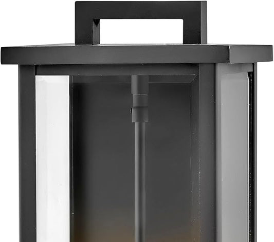 Hinkley Weymouth Medium Outdoor Wall Mount Lantern, Traditional Federal Style, Aluminum Cast Frame, Black