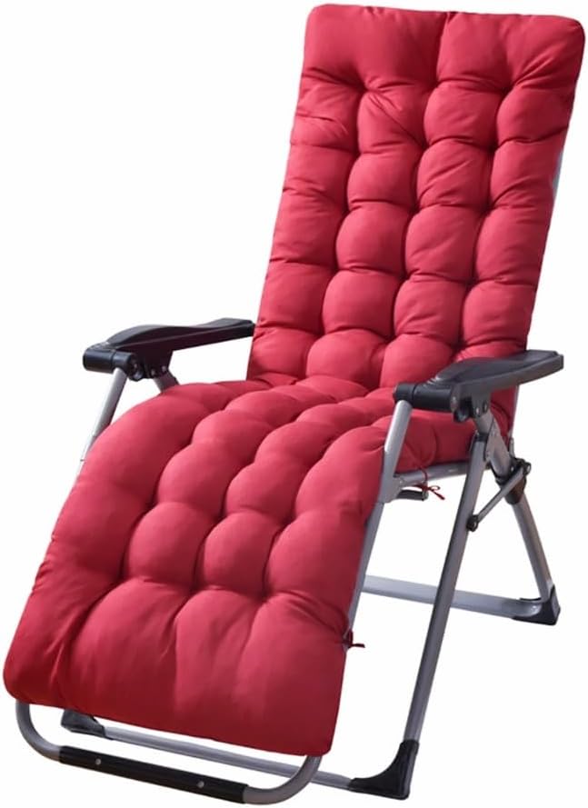 Patio Chaise Lounger Cushion， Rocking Chair Sofa Cushion with 6 Ties， Thick Padded Swing Bench Cushion， Zero Gravity Chair Cushion61x19x3in (Wine Red)