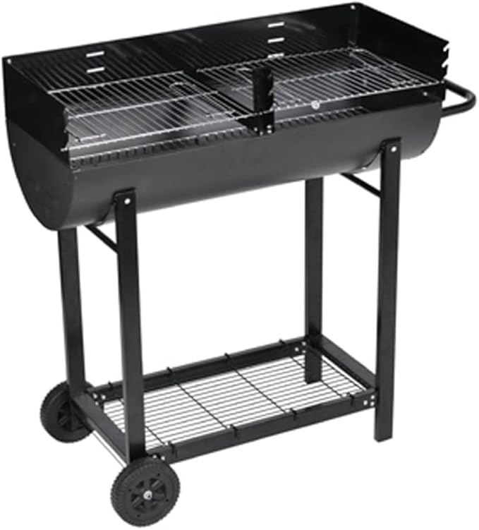 Barrel Grill, Heavy-Duty Steel Traditional Barbecue Smoker with 2 Cooking Grids Outdoor Portable Charcoal Grill Smoker for Pizza, Vegetables, Meats, Bread (Style G)