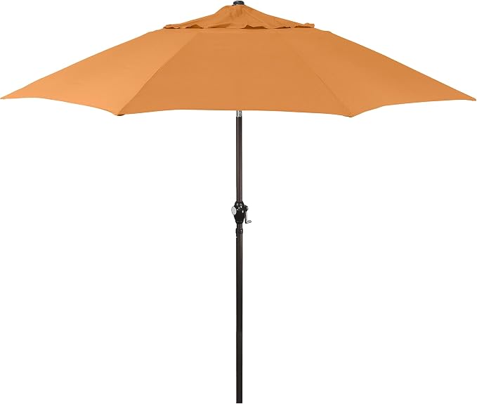 Sunline 9 ft Patio Umbrella with Crank & Push Button Tilt, Outdoor Market Umbrella with UV Protection & Wind Vent and Fiberglass Ribs, Metal Frame for Deck, Pool & Table, Tuscan