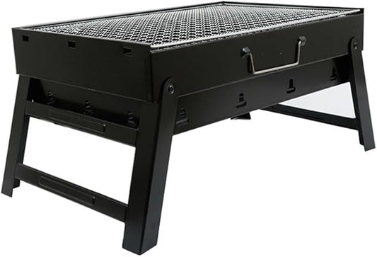 Portable Charcoal Grill for Camping BBQ Grills Outdoor Barbecue Grill Smokeless Folding Black Steel Stove with Pull-Out Ash Tray,35 * 27 * 19.5Cm-D