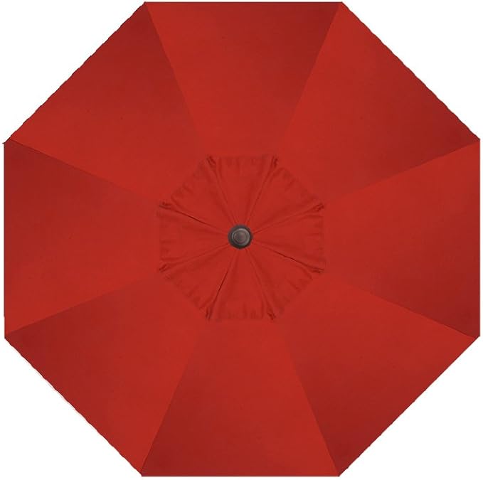 Treasure Garden Deluxe Crank-Tilt 9-FT Octagon Market Umbrella - Outdoor Patio, Deck, Pool, Backyard Stand Alone Umbrella - Heavy Duty w/Black Frame & Obravia Fabric (Red)