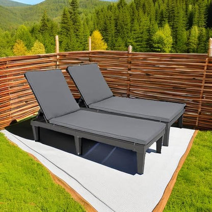 YITAHOME Chaise Lounge Chairs for Outside with Cushion & Adjustable Backrest, Sturdy Loungers for Patio Poolside, Easy Assembly & Waterproof & Lightweight with 265lbs Weight Capacity, Set of 2, Black