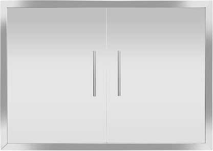 Outdoor Kitchen/BBQ Access 37.4" W X 26.3" H Double Doors,Thickened 304 Stainless Steel Flush Mount Outdoor Kitchen Accessories Door for Indoor/Outdoor Kitchen Outdoor Cabinet BBQ Island