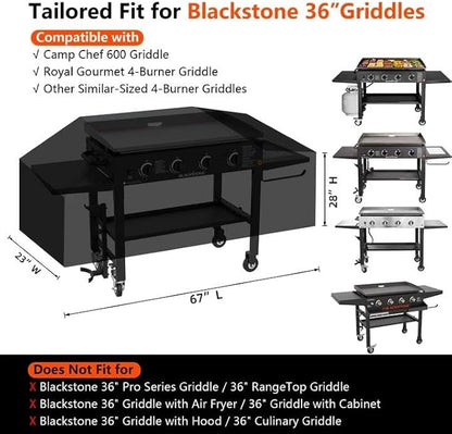 Griddle Cover for Blackstone 36" Griddle - 2026 Upgraded 1000D Heavy Duty Waterproof Flat Top Grill Cover, Tear & Fade Resistant with Buckle & Air Vents, Fits Blackstone 1528 & More 4-Burner Griddle