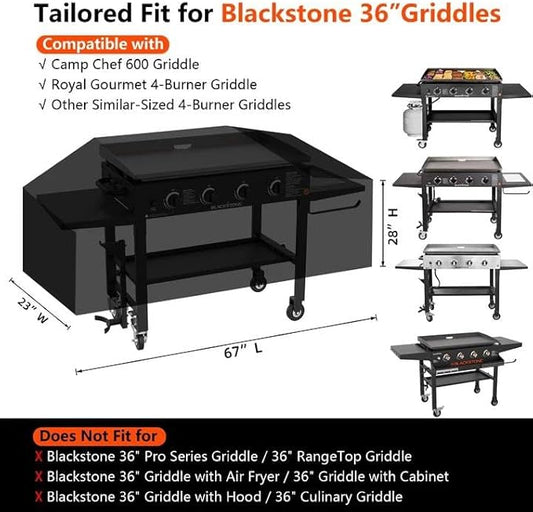Griddle Cover for Blackstone 36" Griddle - 2026 Upgraded 1000D Heavy Duty Waterproof Flat Top Grill Cover, Tear & Fade Resistant with Buckle & Air Vents, Fits Blackstone 1528 & More 4-Burner Griddle