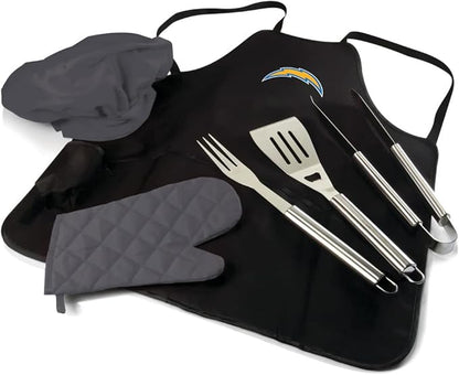Picnic TIME BBQ Apron Tote Pro Grill Set, (Black with Gray Accents)