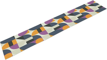 Mid Century Geometric Table Runner,Nordic Abstract Splicing Semicircle Linen Table Runners for Indoor Outdoor Home Holiday Wedding Birthday Party Decoration 13x60in