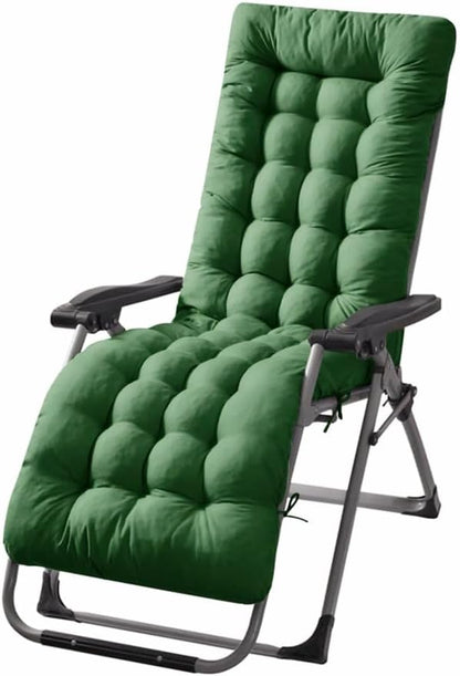 Patio Chaise Lounger Cushion， Rocking Chair Sofa Cushion with 6 Ties， Thick Padded Swing Bench Cushion， Zero Gravity Chair Cushion61x19x3in (Green)