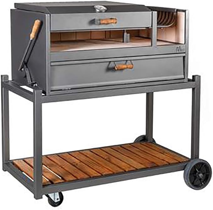 Nuke Delta02 Authentic Argentinian-Style Outdoor Cooking Charcoal Gaucho Santa Maria Grill, 40 Inch, Black