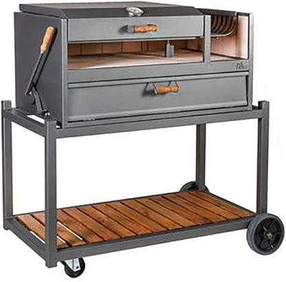Nuke Delta02 Authentic Argentinian-Style Outdoor Cooking Charcoal Gaucho Santa Maria Grill, 40 Inch, Black