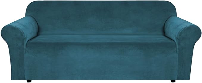 H.VERSAILTEX Stretch Velvet Sofa Covers Large Couch Covers Sofa Slipcovers Furniture Protector Soft with Non Slip Elastic Bottom, Feature Thick Comfy Rich Velour (Extra Wide Sofa 98"-105", Deep Teal)