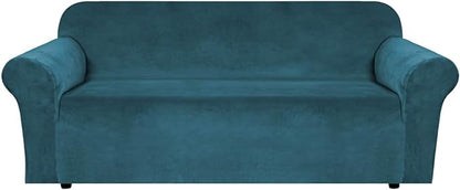 H.VERSAILTEX Stretch Velvet Sofa Covers Large Couch Covers Sofa Slipcovers Furniture Protector Soft with Non Slip Elastic Bottom, Feature Thick Comfy Rich Velour (Extra Wide Sofa 98"-105", Deep Teal)