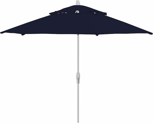 Treasure Garden 11ft Patio Umbrella – Outdoor Market Umbrella – Deluxe Auto-Tilt – White Aluminum Frame (O’bravia, Navy)