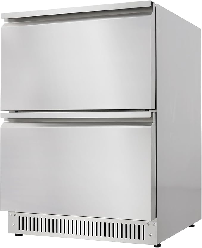 CT Copper Tailor 24 Inch Outdoor Dual Drawer Fridge,Stainless Steel Beverage Refrigerator,Freestanding or Built-In Installation,LED Touch Control,Fit for Home & Commercial Use.(4.2 Cu.Ft)
