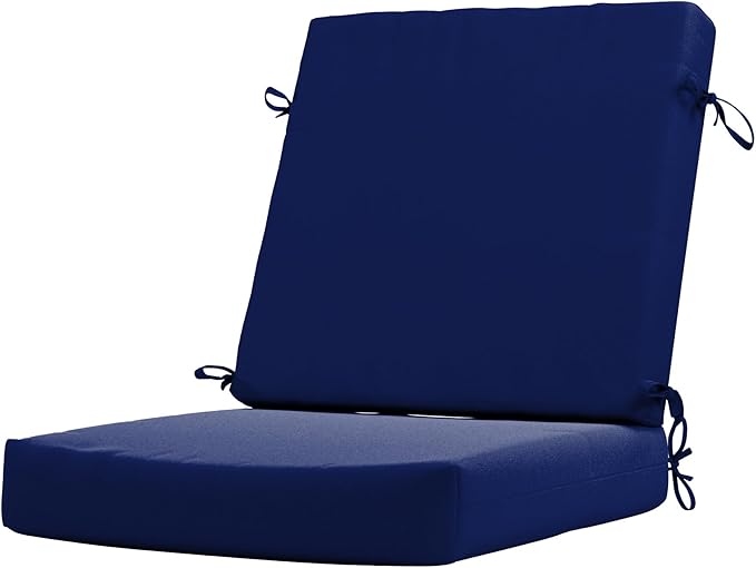 California Umbrella Outdoor Dining Chair, Patio Seat Cushion, 20 x 40 Inch, Premium Outdoor Memory Foam, Fade Resistant Sunbrella Fabric, Fabric Ties,True Blue