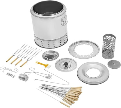 Portable Charcoal Grill - Stainless Steel Smokeless BBQ Grill with 20 Skewers and Grilling Accessories for Camping and Backyard Use
